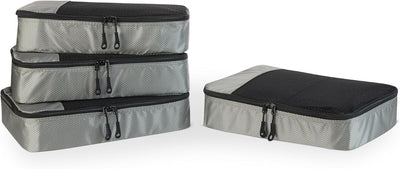 Four gray medium packing cubes